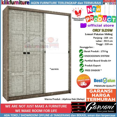 Foto Produk Lemari Pakaian Sliding Jumbo ORLY SLDSW Garvani - Alphina Oak dari klikfurniture