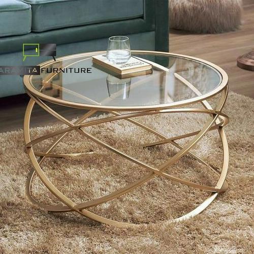 Round Table Kaca Jual coffe table bulat meja kaca rangka besi ruang tamu - Kab. Jepara ...