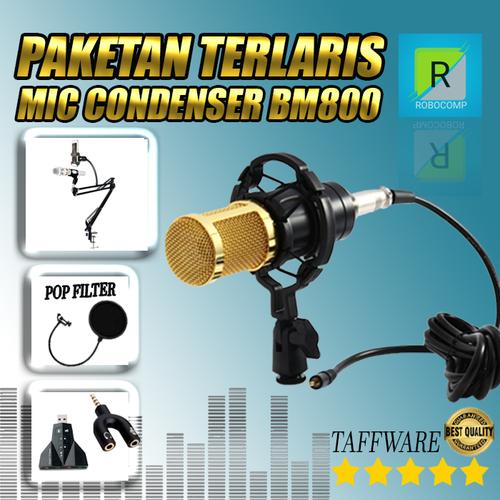 Foto Produk Paket recording smule mic condenser BM800 Original TAFFWARE Full Set - Gold dari ROBOCOMP