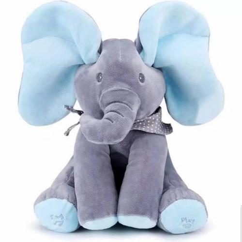 Foto Produk BONEKA GAJAH PEEK A BOO SINGING ELEPHANT BONEKA GAJAH NYANYI - ABU KUPING BIRU dari Jarkidsedu Official