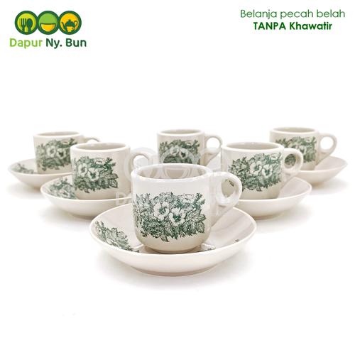 Foto Produk 6 Pasang Cangkir Set Kopi Tiam Morito/ 6 Cangkir Kopi + 6 Alas Cangkir dari Dapur Ny.Bun