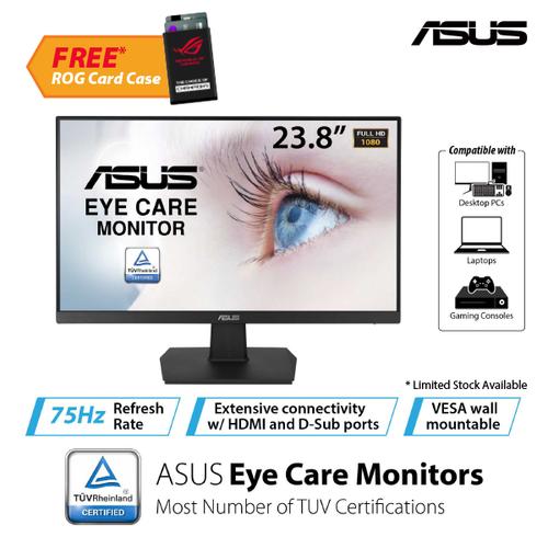 Foto Produk ASUS VA24EHE Eye Care Monitor 23.8" Full HD, IPS, Frameless, 75Hz dari Asus Component