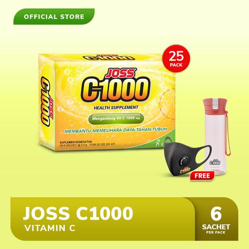Foto Produk Joss C1000 Vitamin C 25 Pack FREE Tumblr LocknLock (Merah) + Masker dari Bintang Toedjoe Official