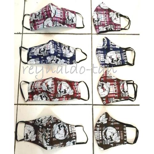 Foto Produk 12 Pcs Masker Kain Monyong Motif Popeye 2 ply Lucu Earloop dari reynaldo-tan