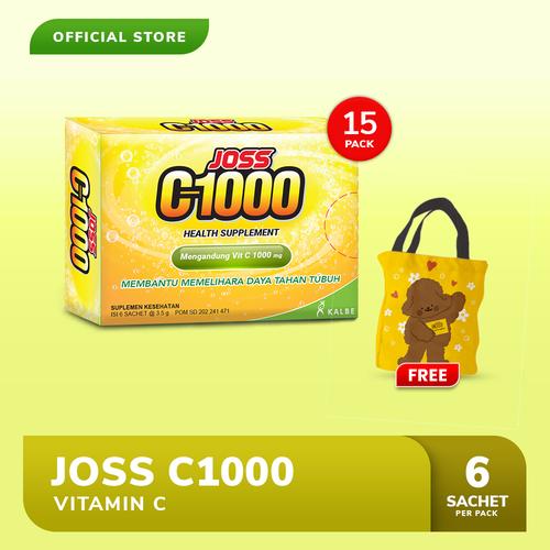 Foto Produk Joss C1000 Vitamin C 15 Pack (90 sachet) FREE Tote Bag Kellys dari Bintang Toedjoe Official