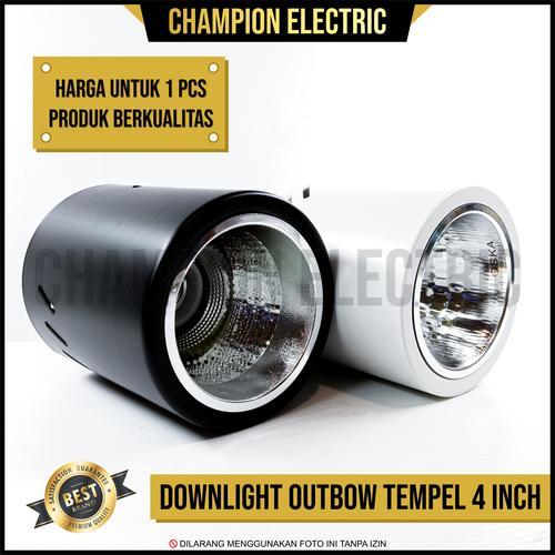 Foto Produk Kap Rumah Lampu Downlight Outbow Bulat E27 4 inch TOP Quality - Hitam dari Champion Electric