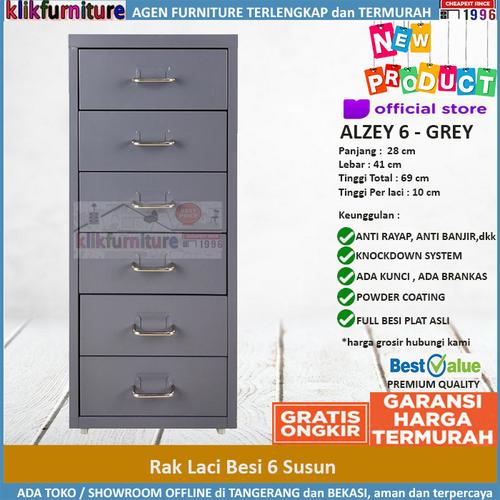 Foto Produk Lemari Besi Lemari Kantor Portable 6 Laci ALZEY SAPPORO - GREY dari klikfurniture