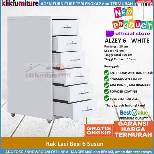 Foto Produk Lemari Besi 6 Laci Portable Mini ALZEY SAPPORO - WHITE dari klikfurniture
