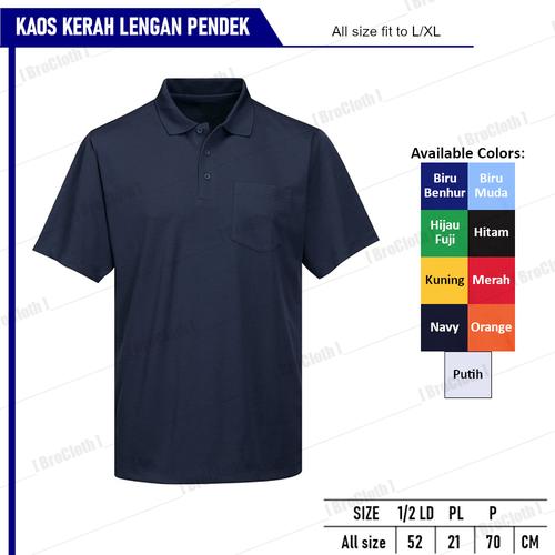 Foto Produk Kaos Kerah Polos Baju Pria Krah Lengan Pendek Unisex - Navy, all size dari BroCloth