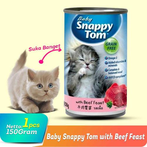 Gambar Makanan Kucing Cat Food SNAPPY TOM BABY KITTEN 150gr Rasa Beef Feast - CHICKEN dari Petosop Ps Jakarta Timur Tokopedia