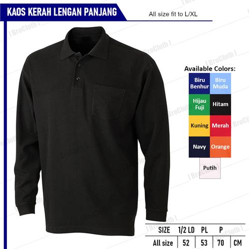 Foto Produk Kaos Polo Shirt Lengan Panjang|T Shirt Polo|Kaos Berkerah|Kaos T Shirt - Hitam, all size dari BroCloth