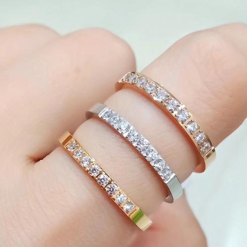 Foto Produk Cincin Titanium Steel Wanita Gaya Korea Eight Planting Diamond Zircon - Rose Gold, 8 dari ShaColl