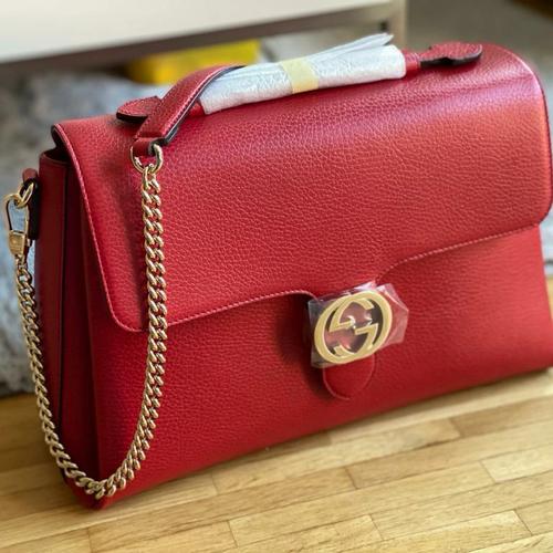 gucci interlocking top handle large red 