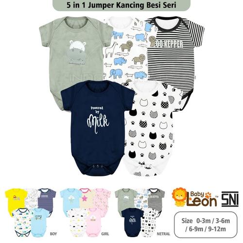 Foto Produk 5in1 Jumsuit Bayi 100% COTTON BC-01-8 (Label SNI) Jumper Bayi Bodysuit - BROWN SERI 5in1, 0-3 Bulan dari indo ultimate