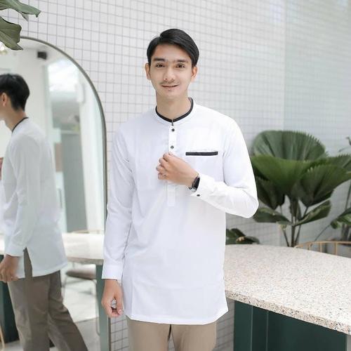 Foto Produk BAJU KOKO KURTA PAKISTAN LENGAN PANJANG - Putih, M dari winarti_shop
