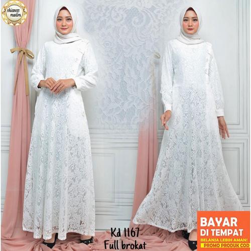 Foto Produk Baju Gamis Putih/Busana Muslim Lebaran Haji/Baju Muslim Wanita #877STD - M dari chianoz