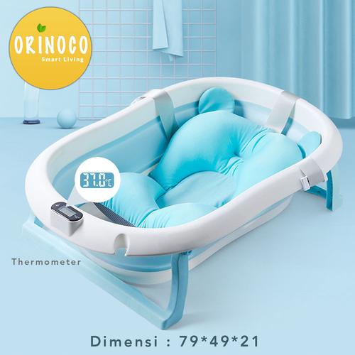 Foto Produk BAK MANDI BAYI SILIKON LIPAT + MATRAS ANTI SELIP (1 SET ) PINK & BIRU - Merah Muda dari Loz Wange Toys