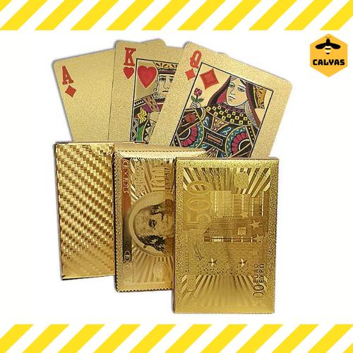 Foto Produk Kartu Poker Remi Plastik Waterproof Balck Diamond & Gold - Gold dari Calyas