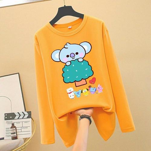Foto Produk Baju Atasan Kaos Lengan Panjang Wanita Remaja BTS Korean Style Adem - Kuning dari Khasanahgallery