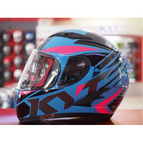 KYT Falcon FR Radiant Sky Blue/Fuxia 
