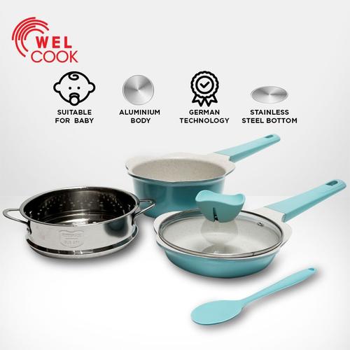 Foto Produk Welcook Peralatan Panci Bayi Baby Cookware - Light Blue dari Welcook Cookware