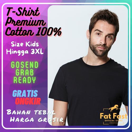 Foto Produk KAOS POLOS HITAM 100% COTTON XS, S, M, L, XL, XXL dari Fat Fast