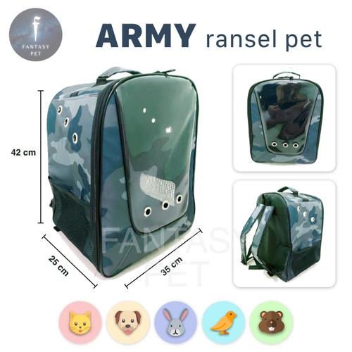 Foto Produk PET CARGO TAS HEWAN model ransel besar travel pet bag PET CARRIER - ARMY dari Fantasy Pet