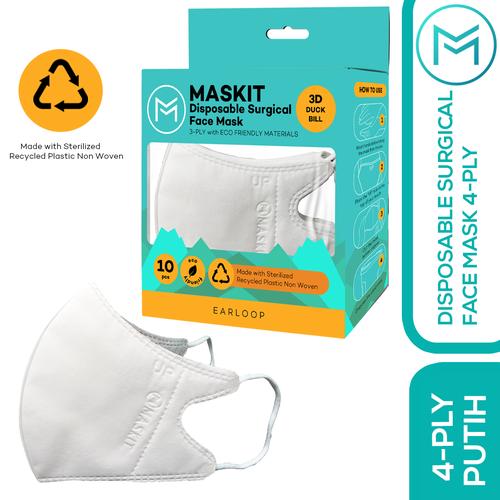 Gambar Masker 4ply Duckbill Warna - Maskit Ramah Lingkungan Earloop & Hijab - Putih, Earloop dari Maskit Store undefined Tokopedia