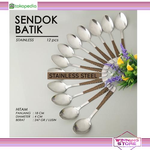 Foto Produk Sendok Makan Motif Batik Stainless Tebal batik stainless isi 12pcs dari Winning Storee