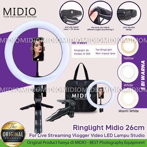 Foto Produk RingLight 26 Midio For Live Streaming Vlogger Video LED Lampu Studio - RL26 dari Midio