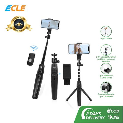Foto Produk ECLE Bluetooth Selfie Stick Tongsis / Tripod / Tomsis Wireless Remote dari ECLE Official Store