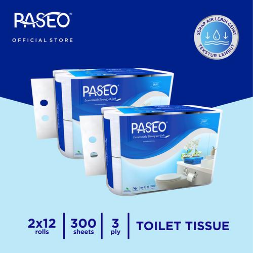Foto Produk Paseo Elegant Tissue Toilet Roll Core Non Emboss 300's 12 Roll x 2 Pcs dari Paseo Tissue Official
