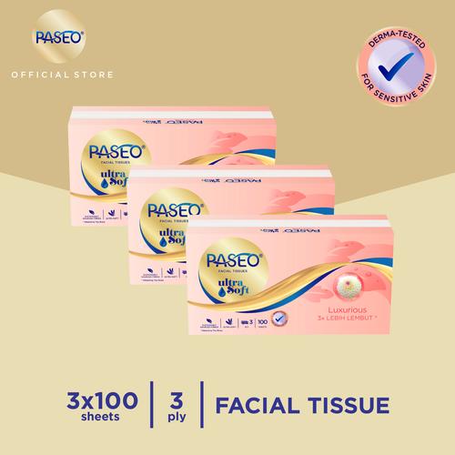 Foto Produk Paseo Ultra Soft Tissue Wajah Soft Pack 100 Sheets x 3 Packs dari Paseo Tissue Official