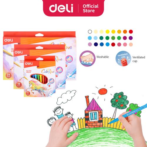 Foto Produk Deli EC10000 felt pen spoild 12 colors dari Deli Stationery