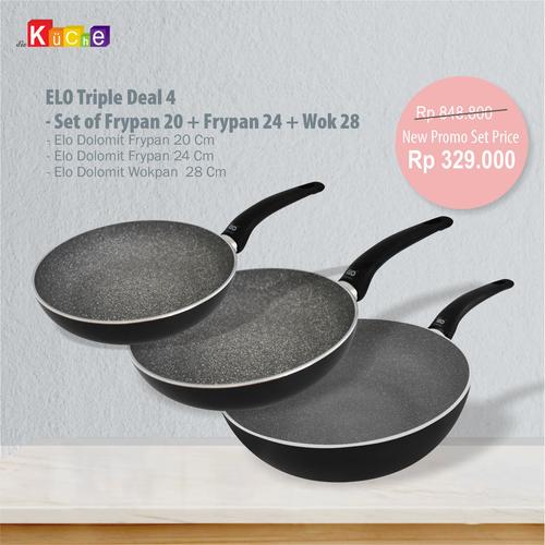 Foto Produk ELO Triple Deal 4 - Set of Frypan 20 + Frypan 24 + Wok 28 dari Diekuche Fackelmann