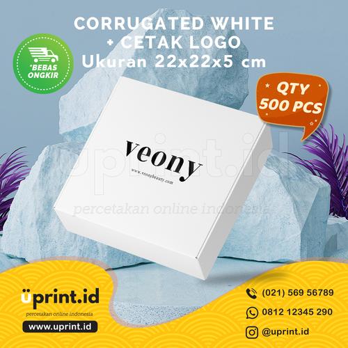 Foto Produk CORRUGATED BOX WHITE + CETAK LOGO 1 WARNA| 22x22x5 cm| QTY 500 dari Uprint.id