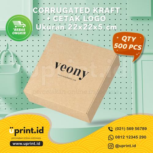 Foto Produk CORRUGATED BOX KRAFT + CETAK LOGO 1 WARNA| 22x22x5 cm| QTY 500 dari Uprint.id