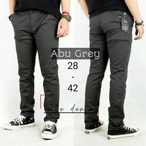 Foto Produk Celana CHINO Panjang PRIA SLIMFIT cino CREAM MOCCA BIRU NAVY HITAM ABU - Abu-abu, S dari Dhoy's Cloth