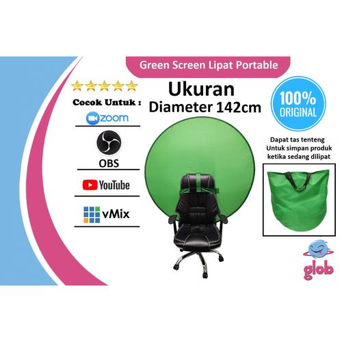 Foto Produk Green Screen Lipat Portable Background ChromaKey Kelas Daring ZOOM OBS dari Glob Shop
