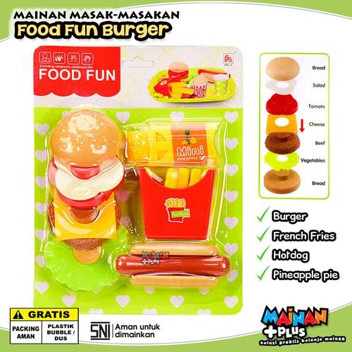 Foto Produk MAINAN MASAK MASAKAN ANAK PEREMPUAN FOOD FUN BURGER HOTDOG KENTANG SNI dari MainanPlus