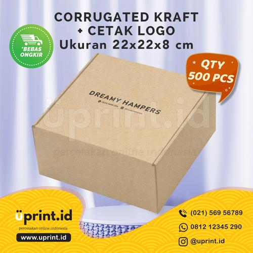 Foto Produk CORRUGATED BOX KRAFT + CETAK LOGO 1 WARNA| 22x22x8 cm| QTY 500 dari Uprint.id