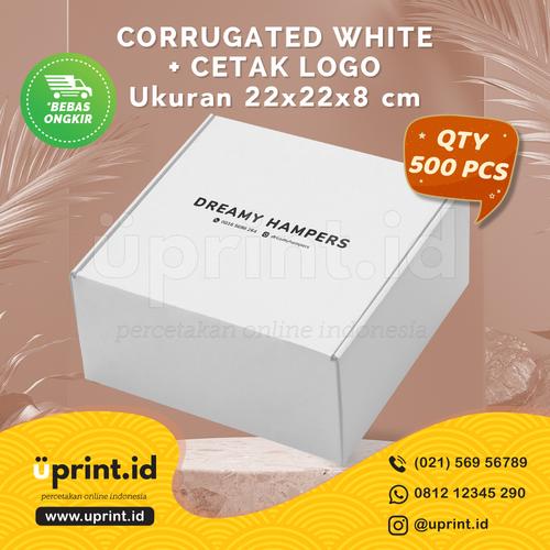 Foto Produk CORRUGATED BOX WHITE + CETAK LOGO 1 WARNA| UKURAN 22x22x8 cm| QTY 500 dari Uprint.id