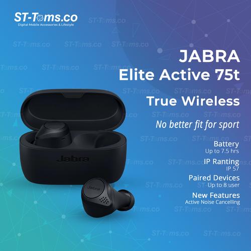 Foto Produk Jabra Elite Active 75t / Active 75 T True Wireless Earphones Bluetooth - Dark Grey dari ST-Toms.co