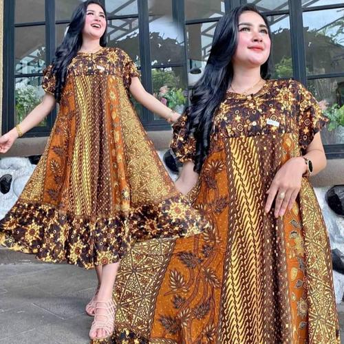 Foto Produk DASTER PAYUNG JUMBO SOGAN BATIK DASTER KLOK KENCANA UNGU - A dari pusat celana dan daster