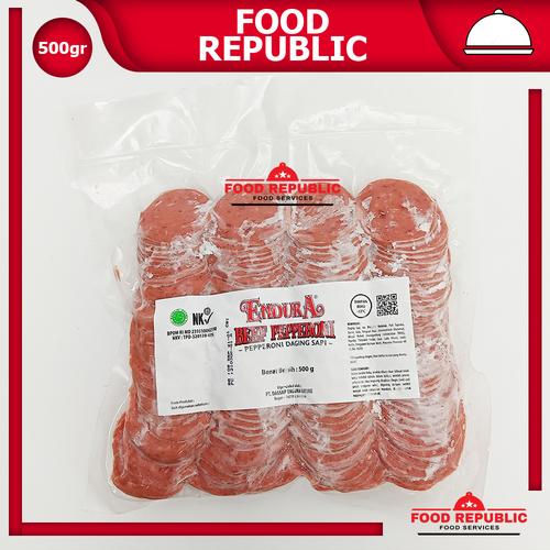 Foto Produk PEPPERONI BEEF / DAGING SAPI PEPERONI 500 GR HALAL TOPPING PIZZA dari Food Republic