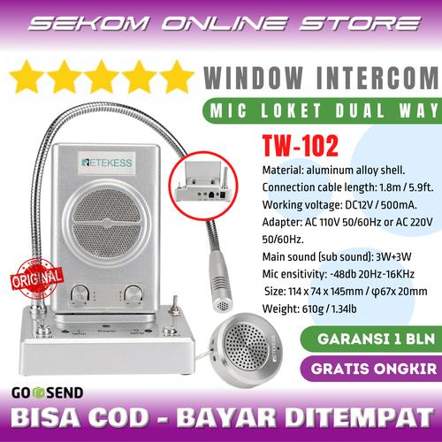 Foto Produk RETEKESS Dual Way Window Counter Intercom - Mic Loket 2 Arah TW-102 dari SEKOM ONLINE STORE