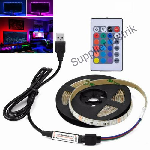 Jual LED STRIP LAMPU RGB USB DC 5V SMD 5050 + REMOTE INDOOR PC TV ...