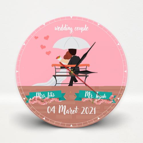 Foto Produk Jam Dinding Kayu Wedding untuk Dekorasi Kado nikah dan souvenir dari Goovi Ink