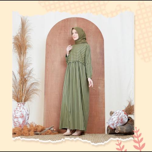 Foto Produk Nafashakila Tira Dress Abaya Muslim Olive Green dan Coklat Muda - Olive Green dari nafashakila