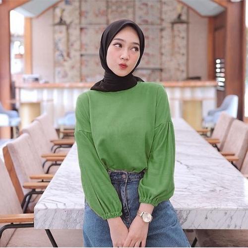Foto Produk JRstore Blouse Lucy Top Atasan Wanita Lengan Panjang - lucy pj army dari JR Top Store